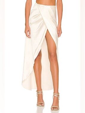 NWT Line & Dot Lisa Cream Satin Wrap Midi Skirt Size Medium